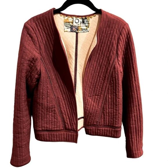 Anthropologie Akemi + Kin Pink Rusty Salmon Rose Quilted Jacket Size XS - Picture 2 of 9